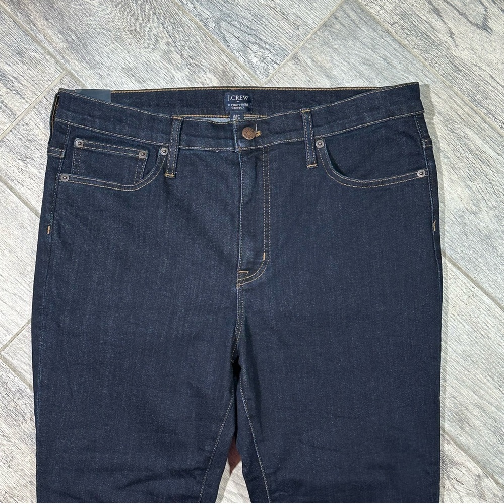 NWT J. CREW 10” High Rise Skinny Dark Wash Signature Stretch 32 Petite - Picture 2 of 12